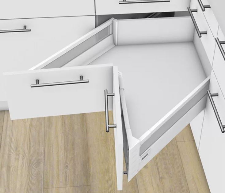 Угловой ящик TANDEMBOX antaro SPACE CORNER с высоким фасадом «D» (высота D = 224 мм)