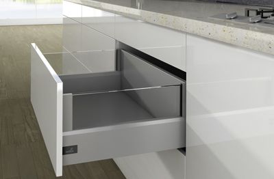 Комплект короба arcitech с des ignside, с соед.зад.стенки, nl650, h250/126, цвет серебристый 9150982 Hettich